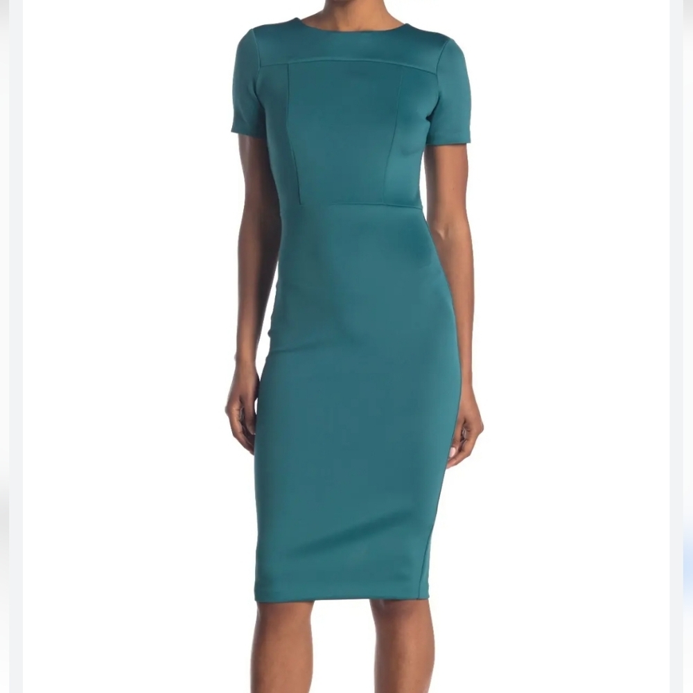 Alexia Admor Scuba Elegant Teal Bodycon Midi Dress Size XS